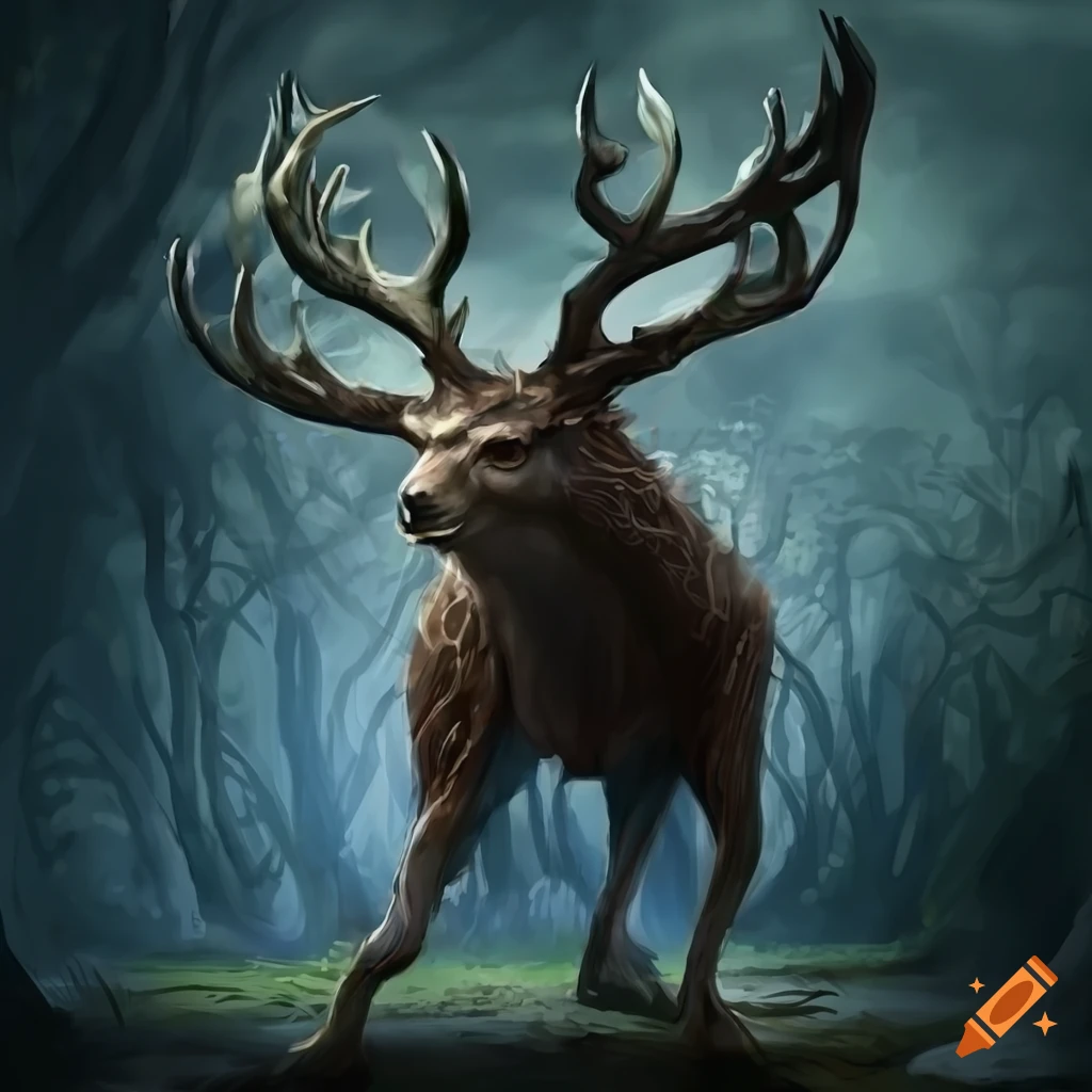 Image of a mythical stag creature on Craiyon