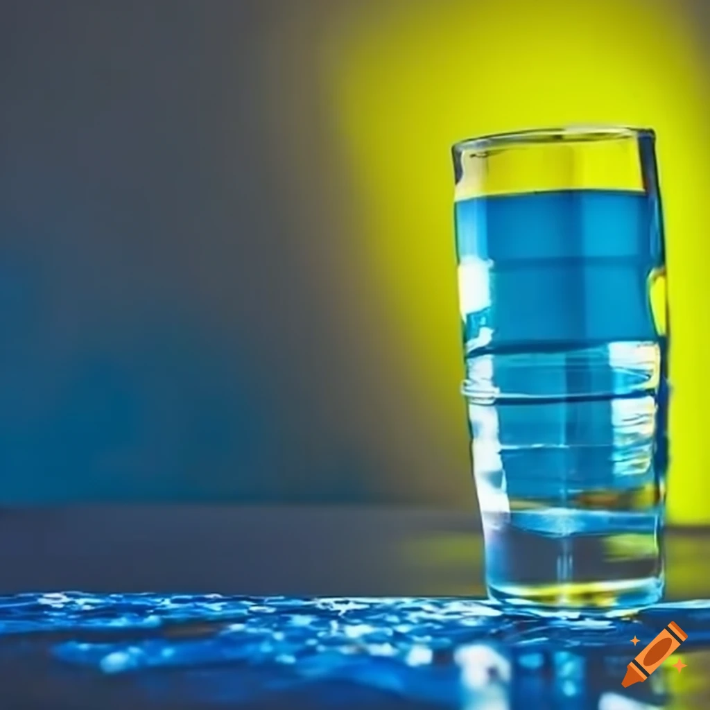 yellow and blue drinking water savings concept