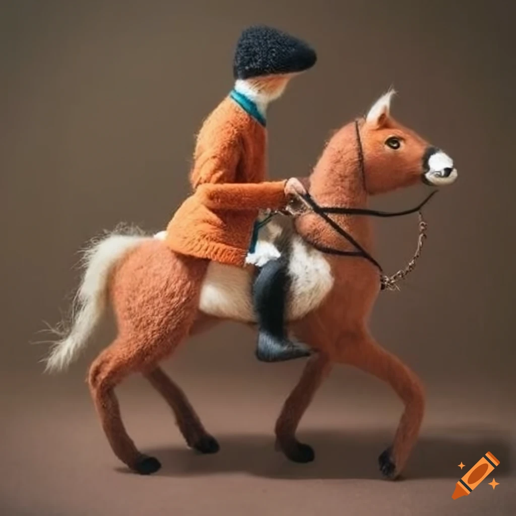 felted wool sculpture of a fox hunting
