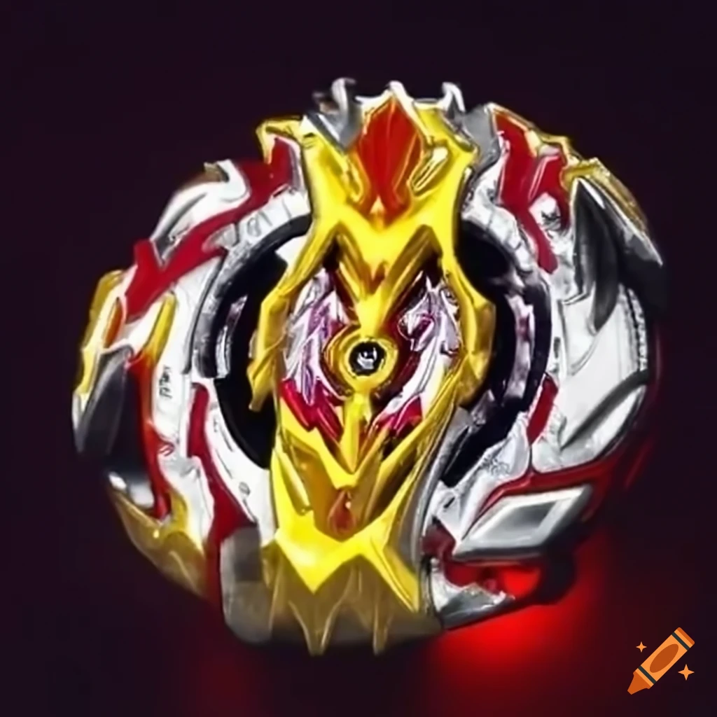 burst styled symmetrical top-down view of a left-spinning Beyblade