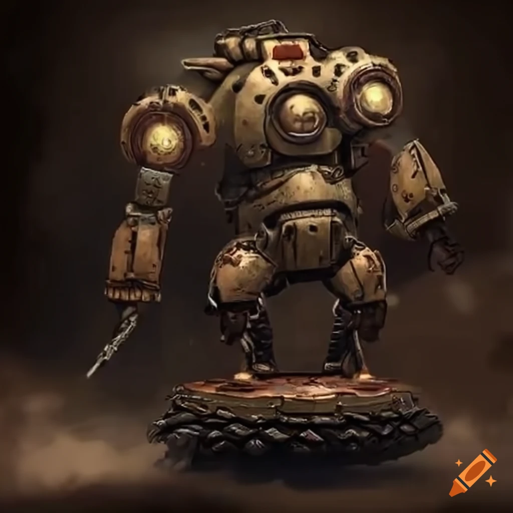 image of a tribal cyborg warrior in dieselpunk style
