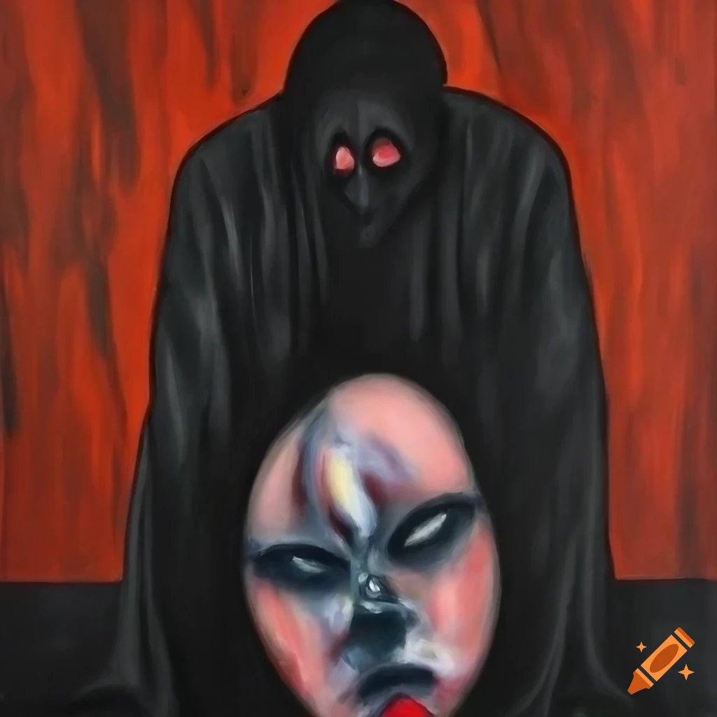 dark painting of a depressed woman in Francis Bacon style