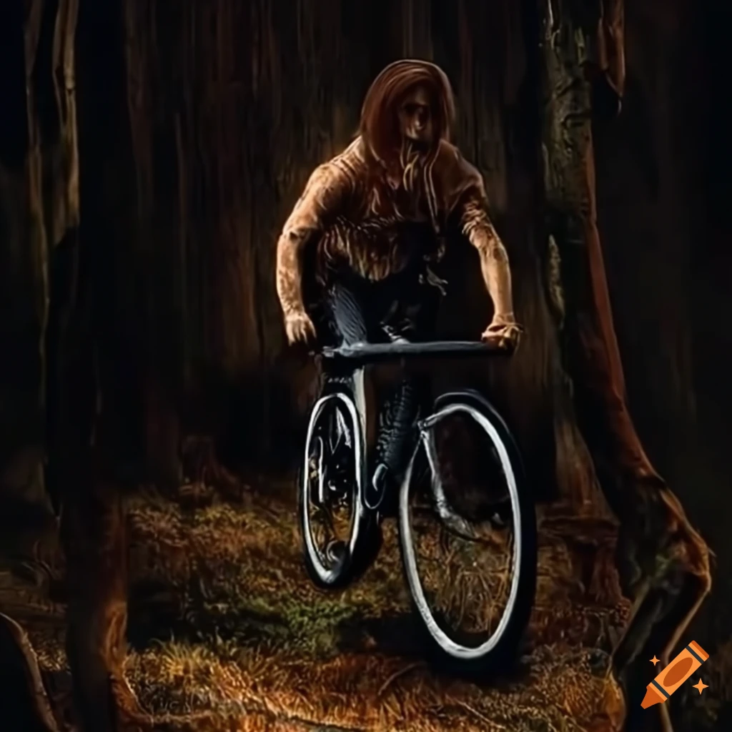 biker riding a bike in the woods