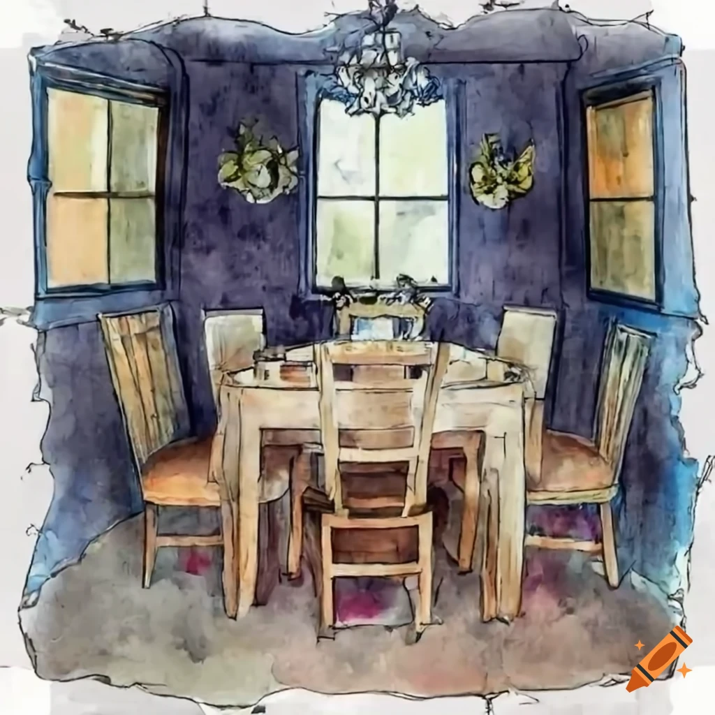 clean and stylish dining room in the dark