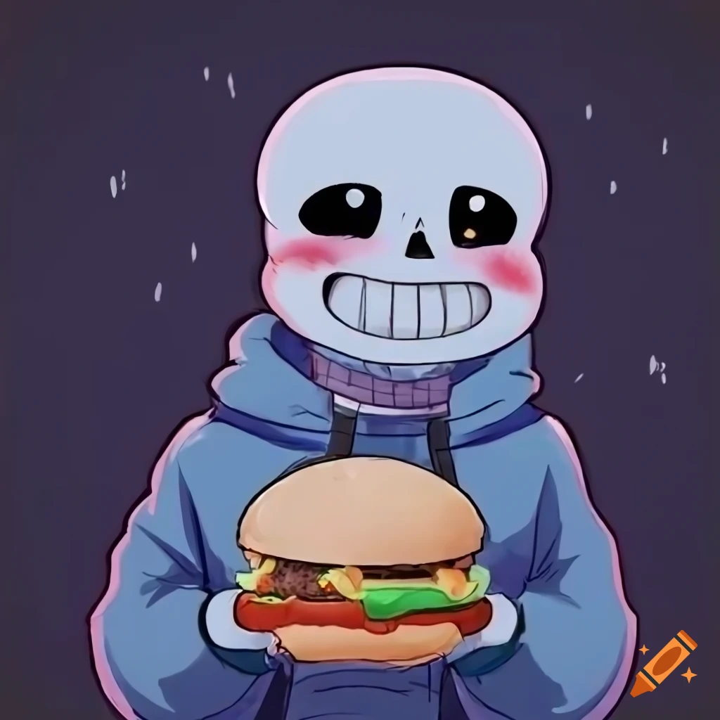 Sans making a hamburger with his mom
