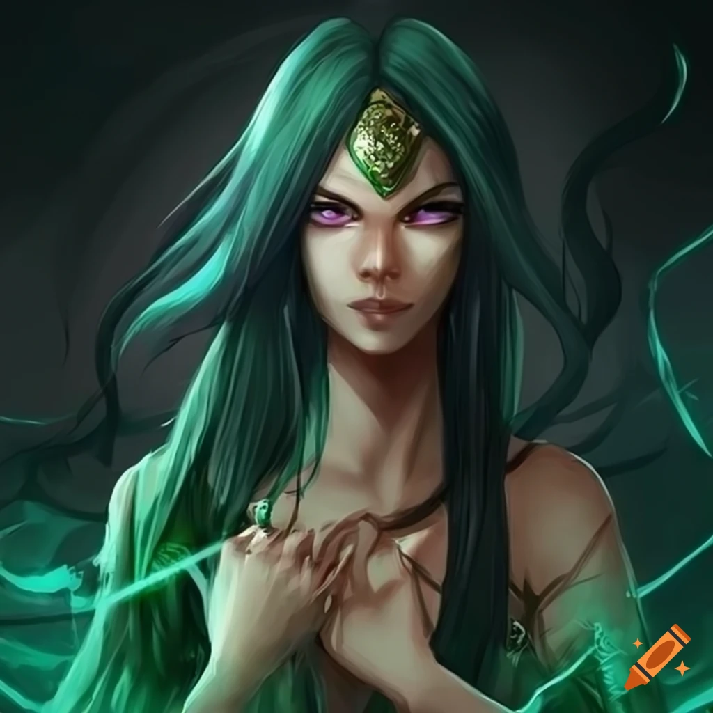 Yuan-TI ranger with black hair and light-green highlights