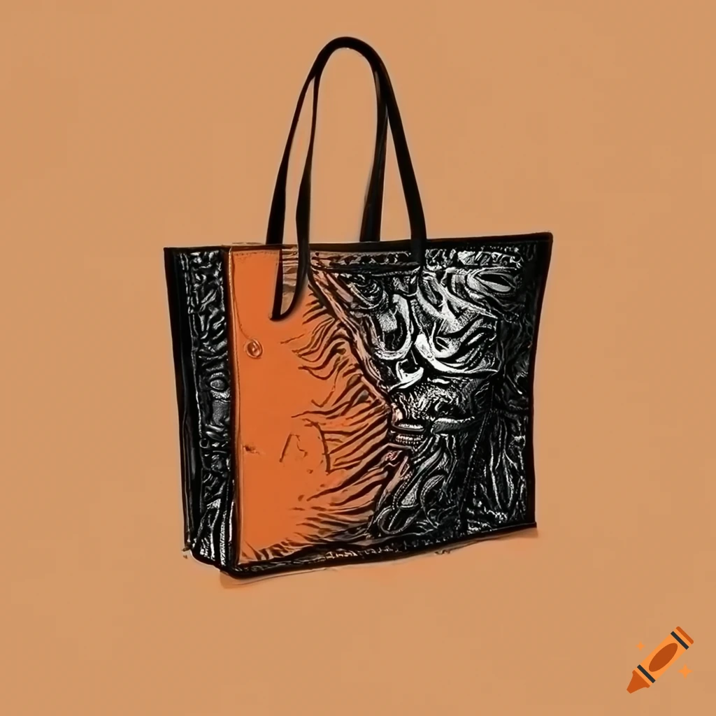 orange leather tote bag