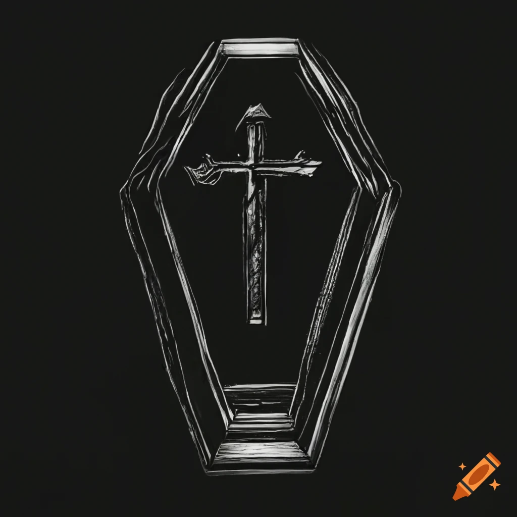 icon of a black coffin with a cross