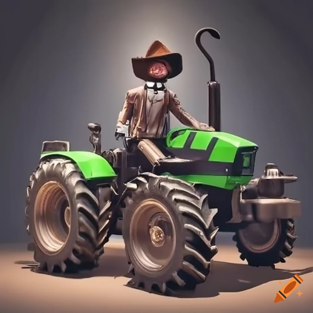 a fearless sheriff posing next to a DEUTZ-FAHR tractor