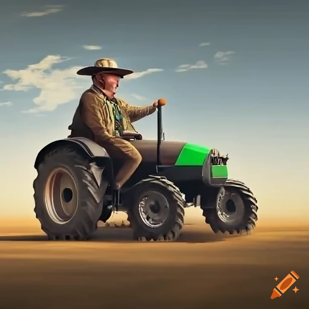 sheriff riding a DEUTZ-FAHR tractor in the Far West