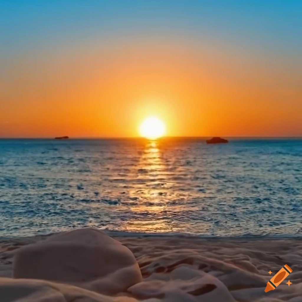 mosaic art of seascape with setting sun