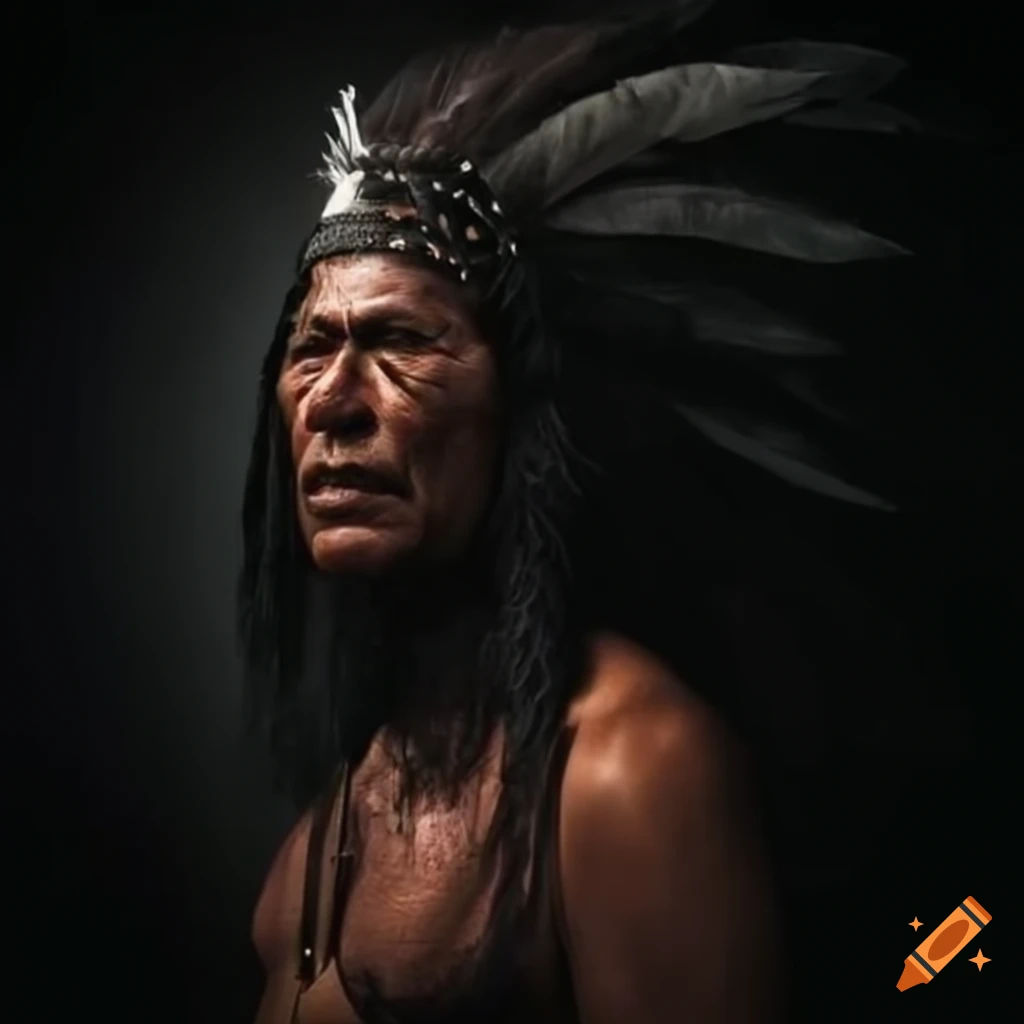 photo of indigenous wise man in traditional headdress