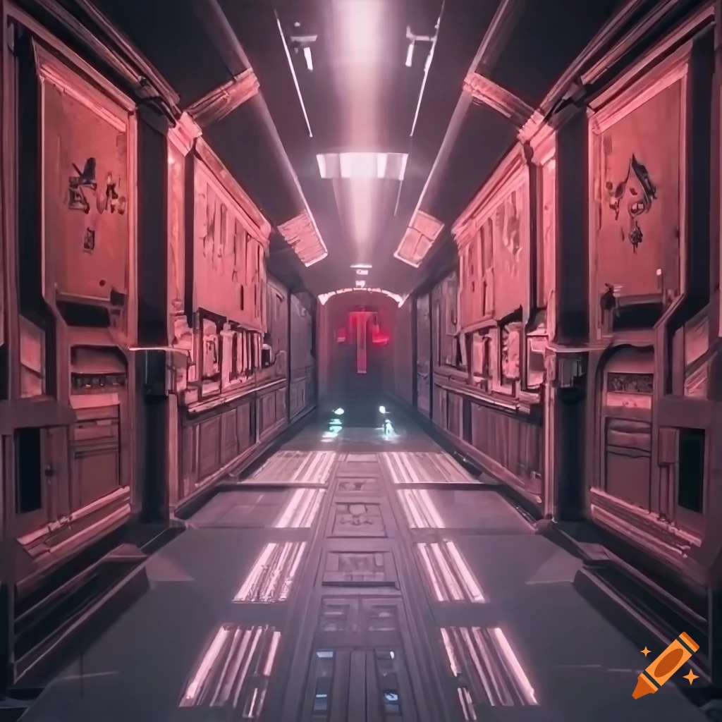 corridor with Star Wars theme and red lights