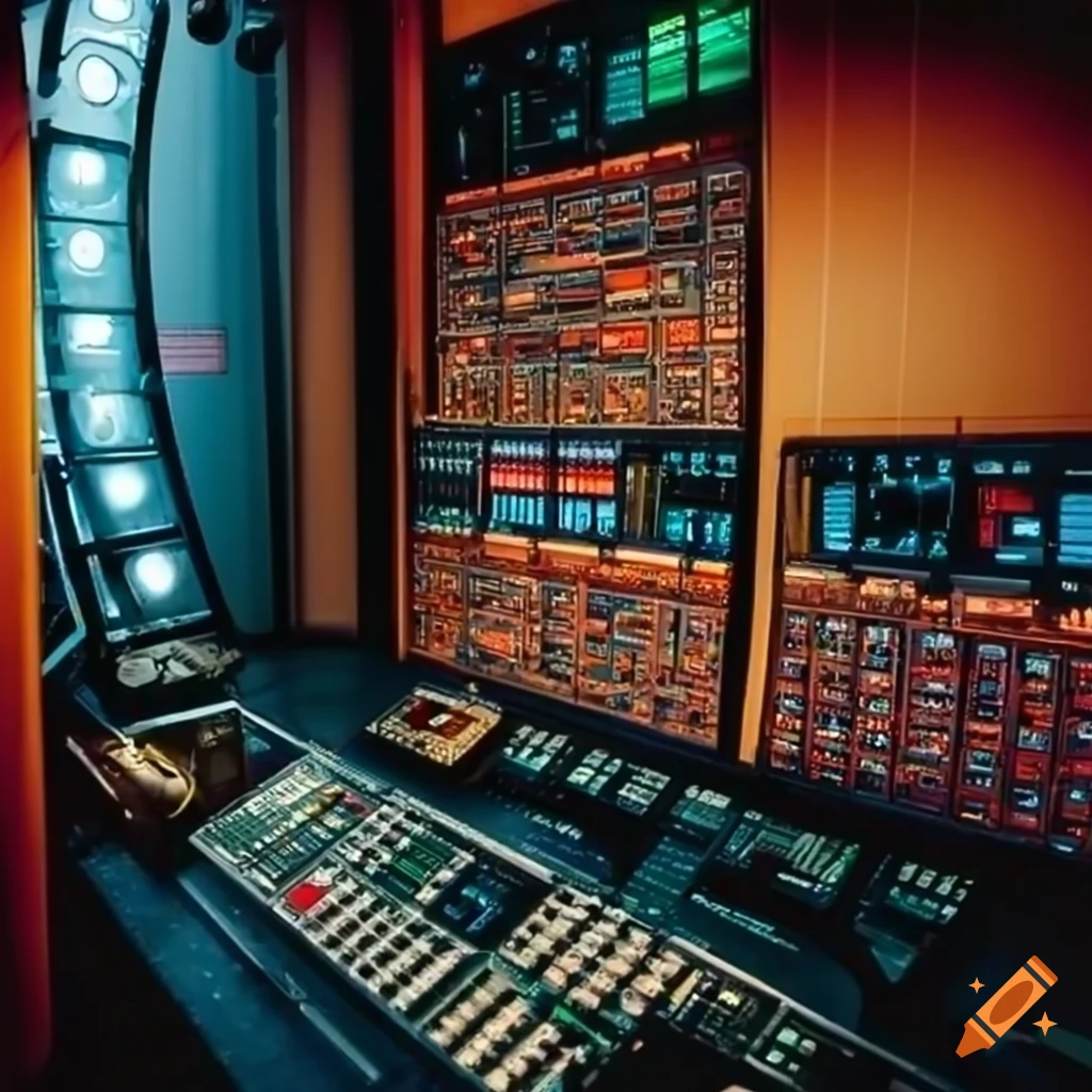 control room with monitors and equipment