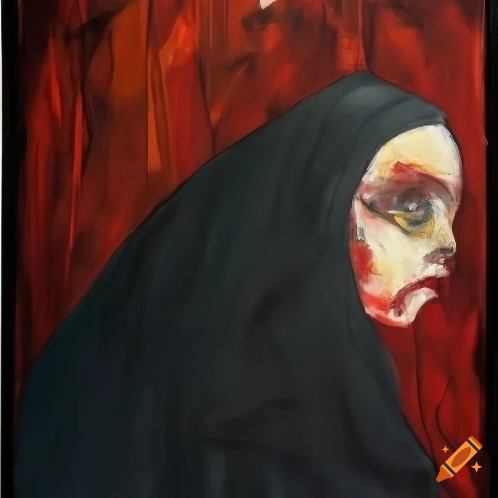 dark painting of a depressed woman in Francis Bacon style