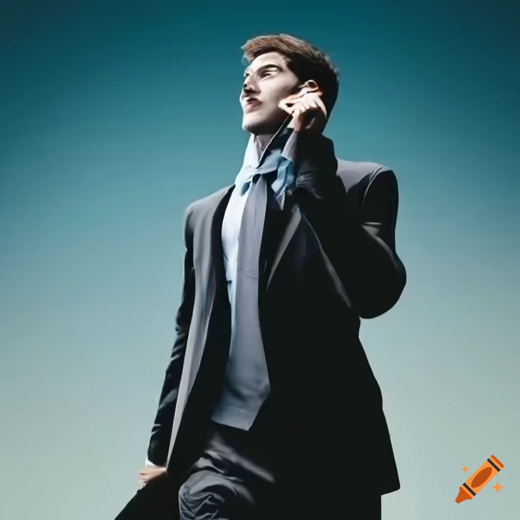 art deco style businessman talking on a cell phone