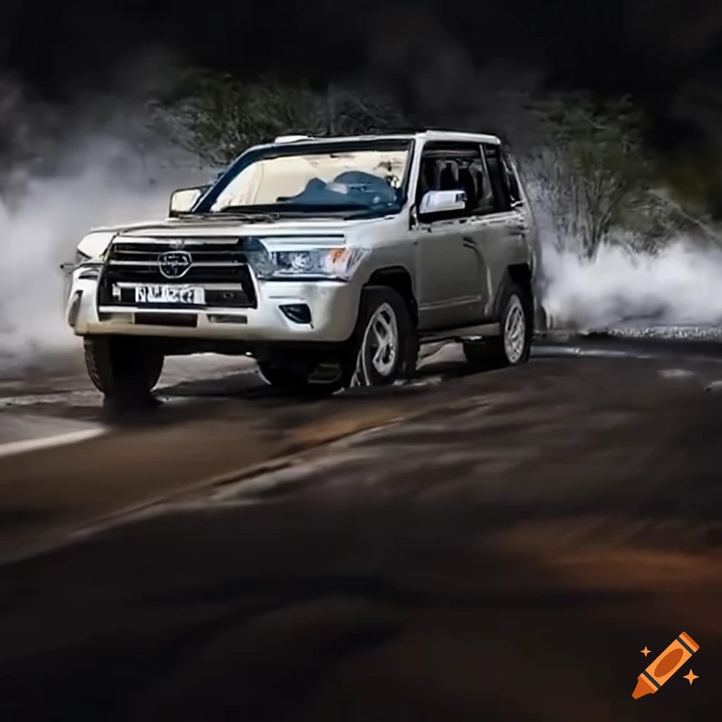Toyota Land Cruiser racing on a track