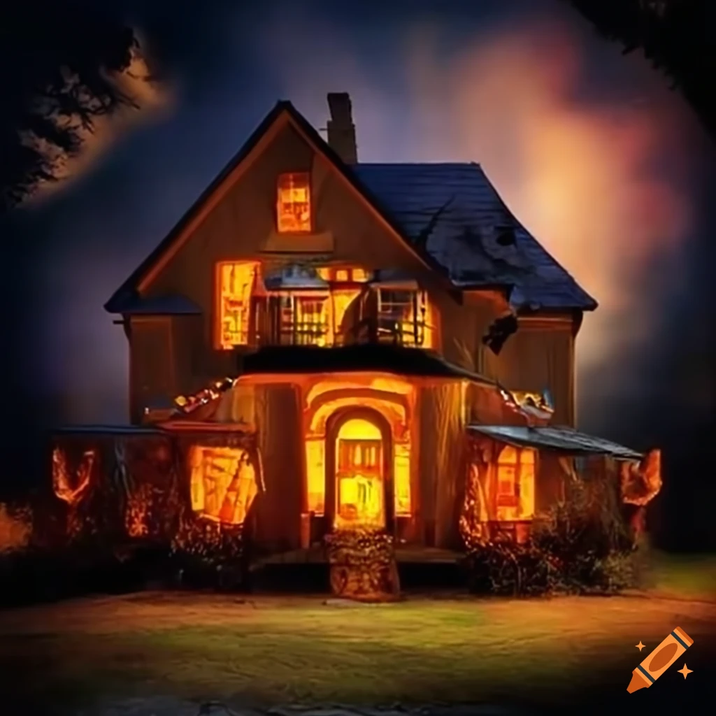 Halloween house with pumpkins