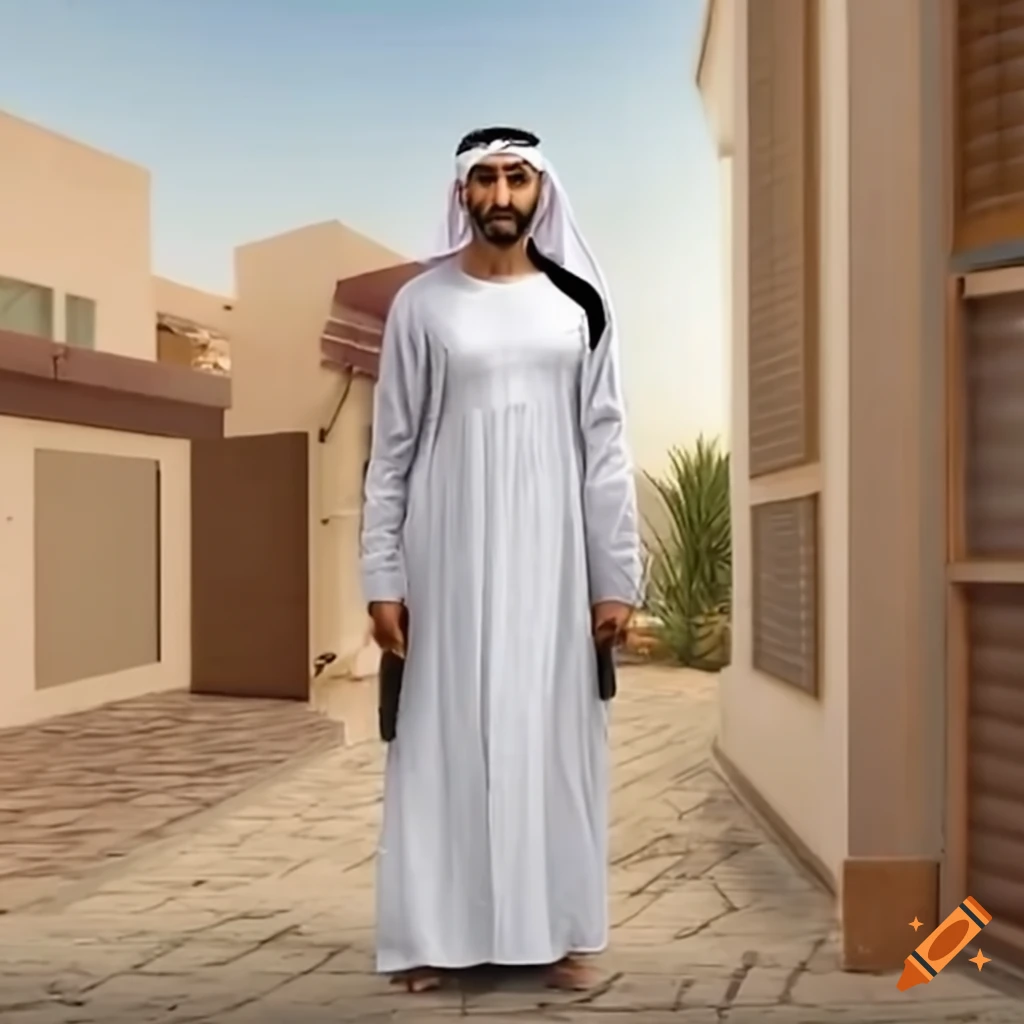 man standing in front of his house in Dubai
