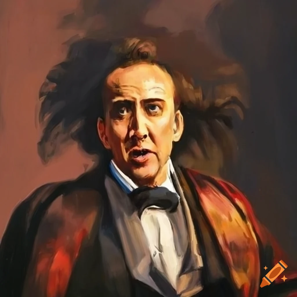 painting of Nicolas Cage at the opera