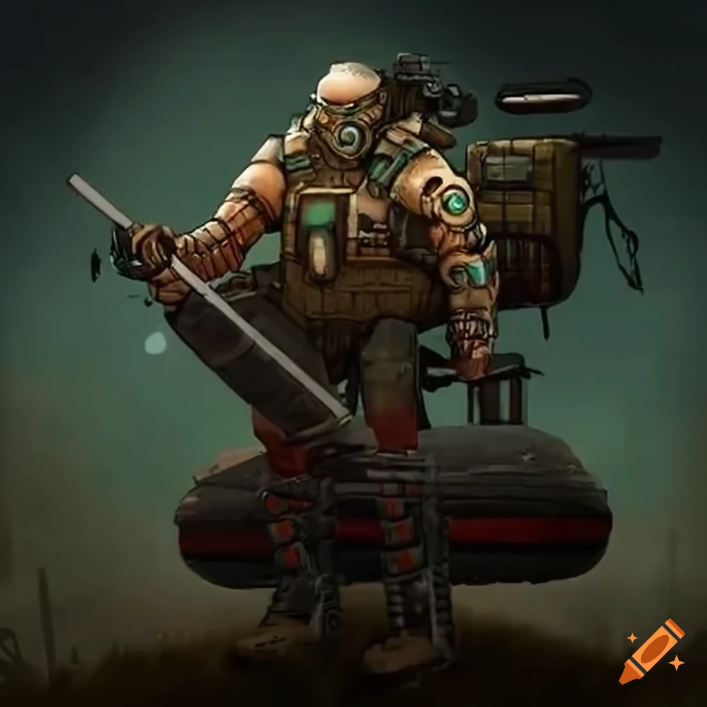 Tribal Cyborg Warrior in a dieselpunk sci-fi setting