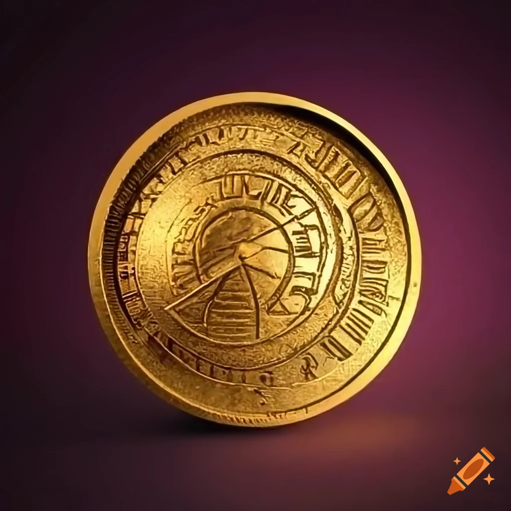 gold coin with a clock face engraving