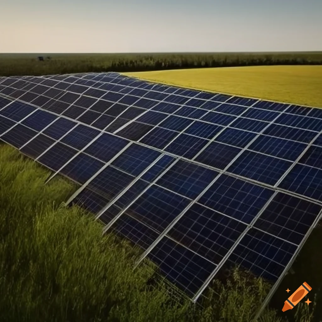solar panels in a field with trees