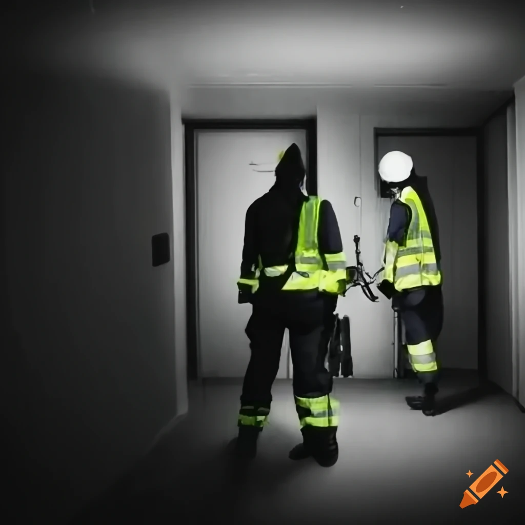emergency workers in a mysterious space with instruments