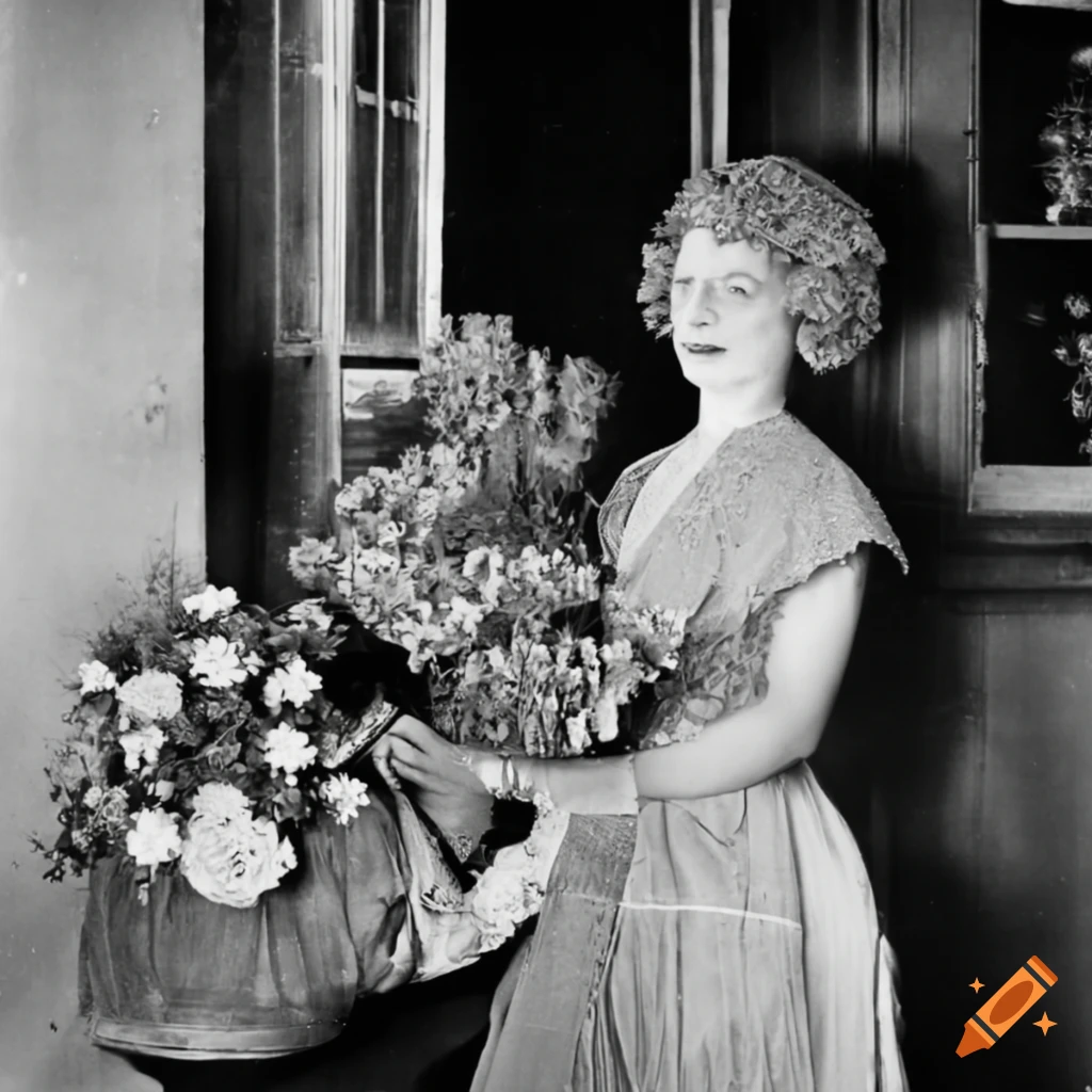 1920s woman in a flower shop