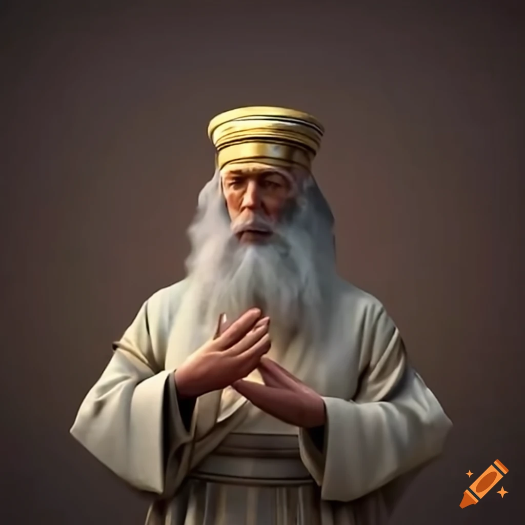 devout Jewish priest praying at a sacred temple