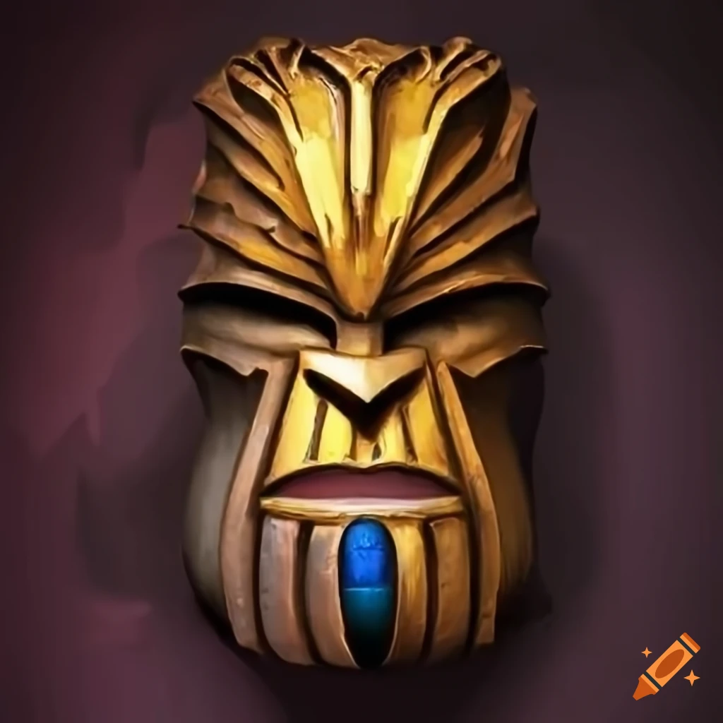 tiki-inspired Thanos face