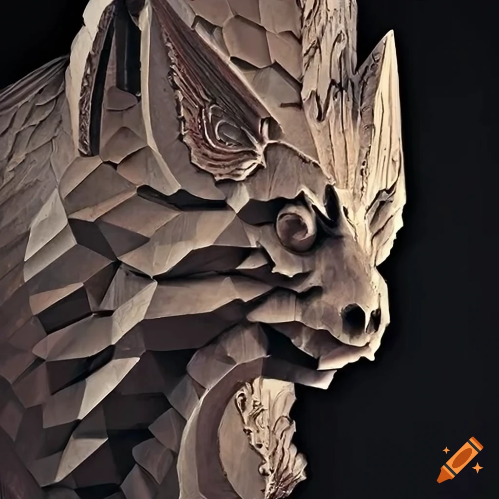 detailed architectural moth carving artwork