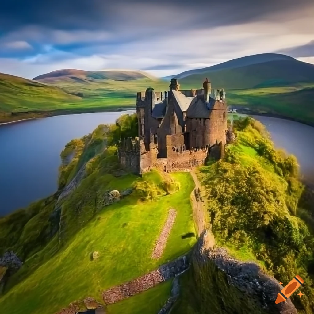 medieval Scotland aerial view landscape