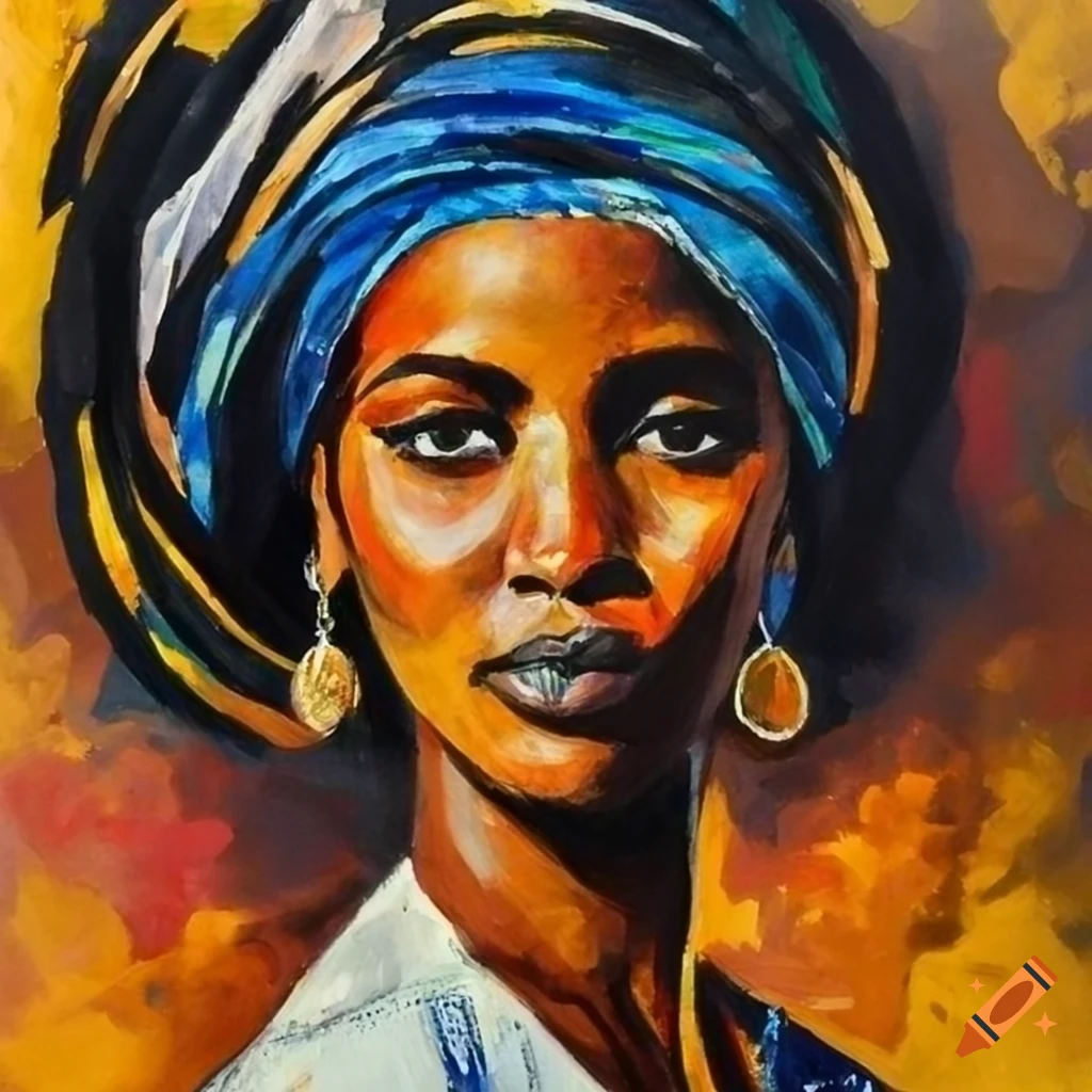 portrait of a Moroccan-Malian woman inspired by Lina Iris Viktor