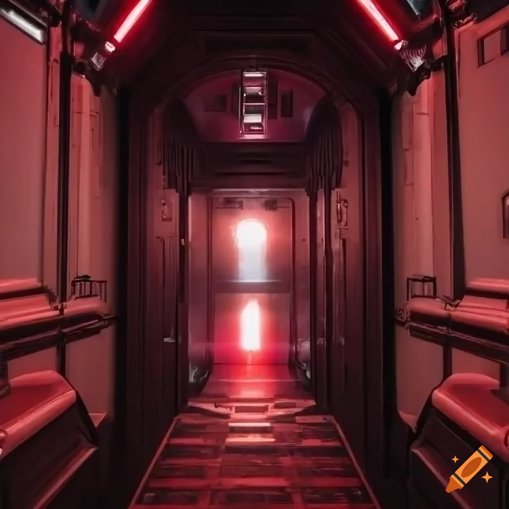 corridor with Star Wars theme and red lights