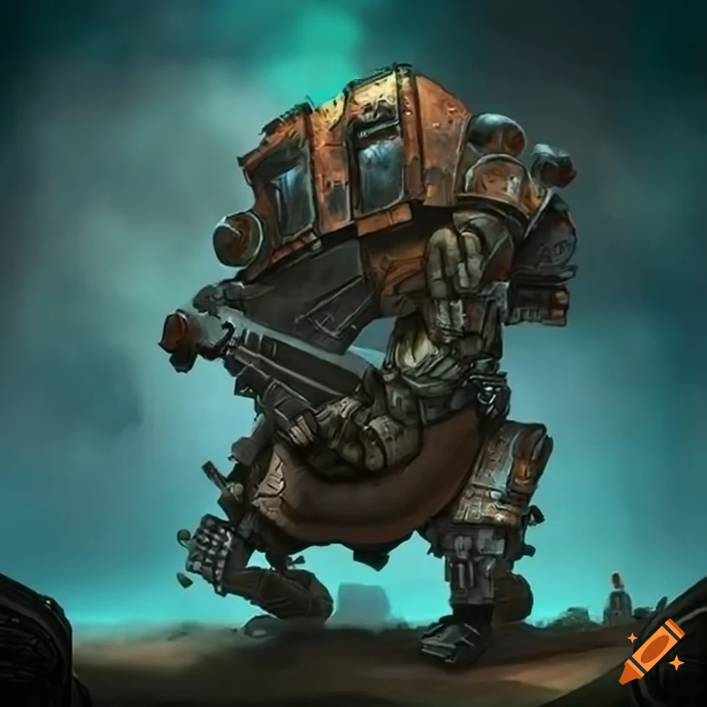 Tribal Cyborg Warrior in a dieselpunk sci-fi setting