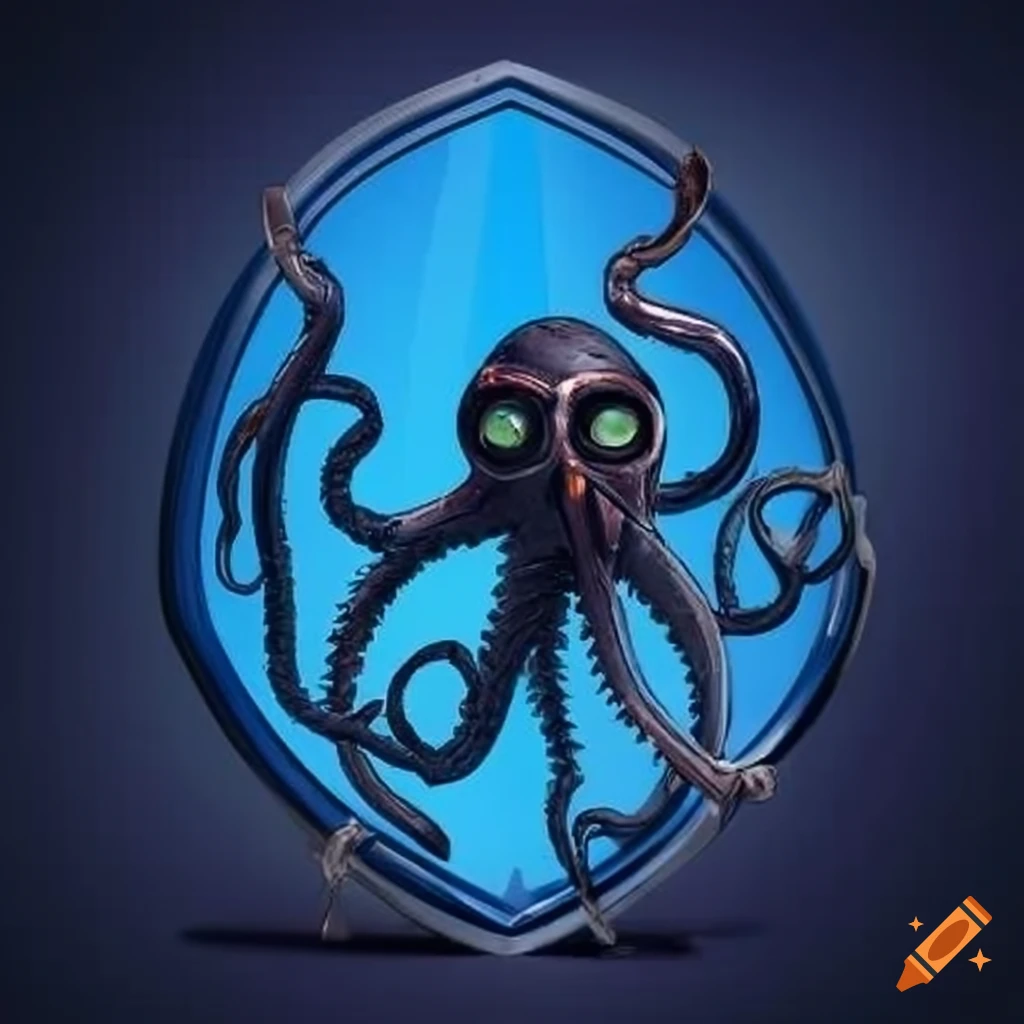 blue shield with black tentacles