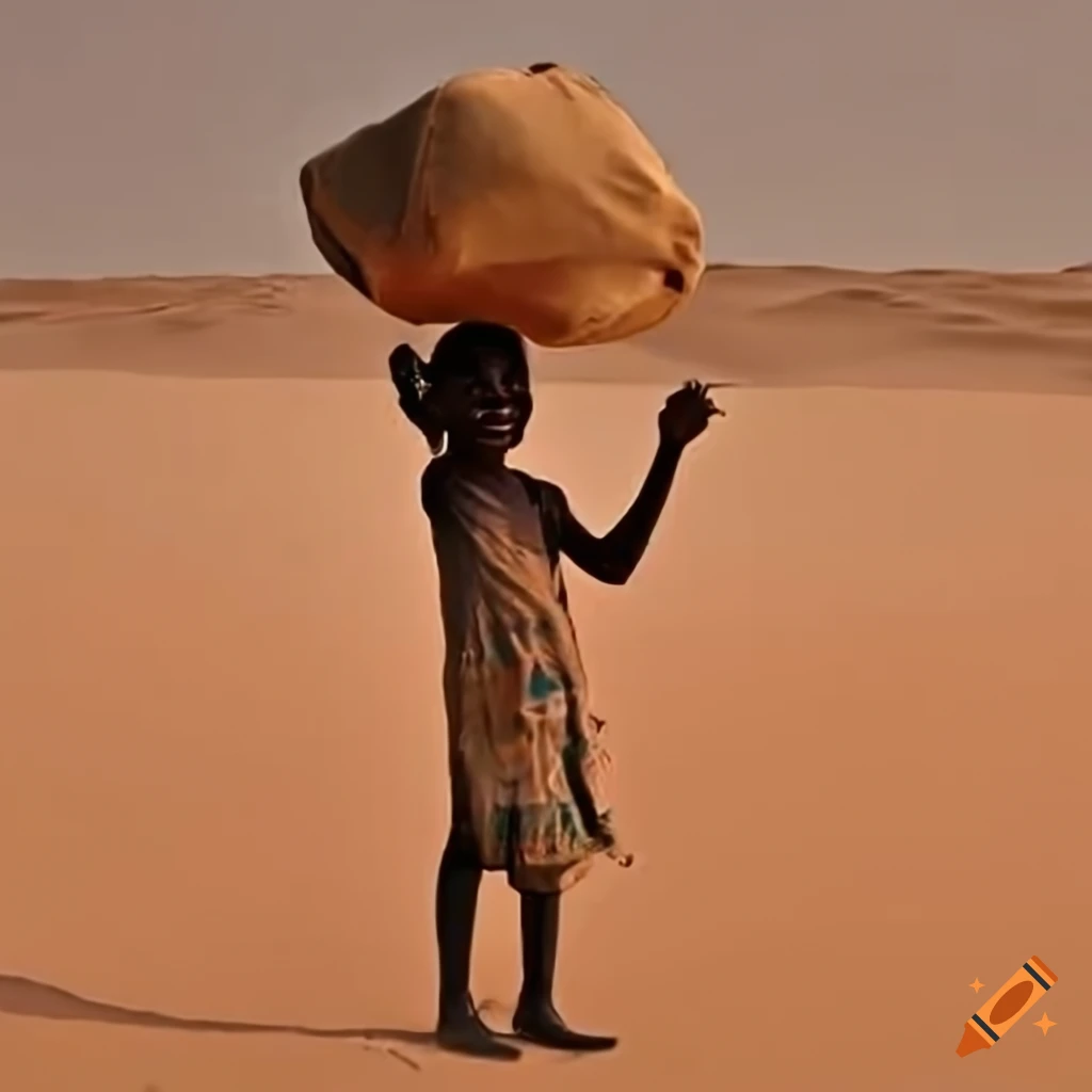 image of a child searching for water in a parched desert