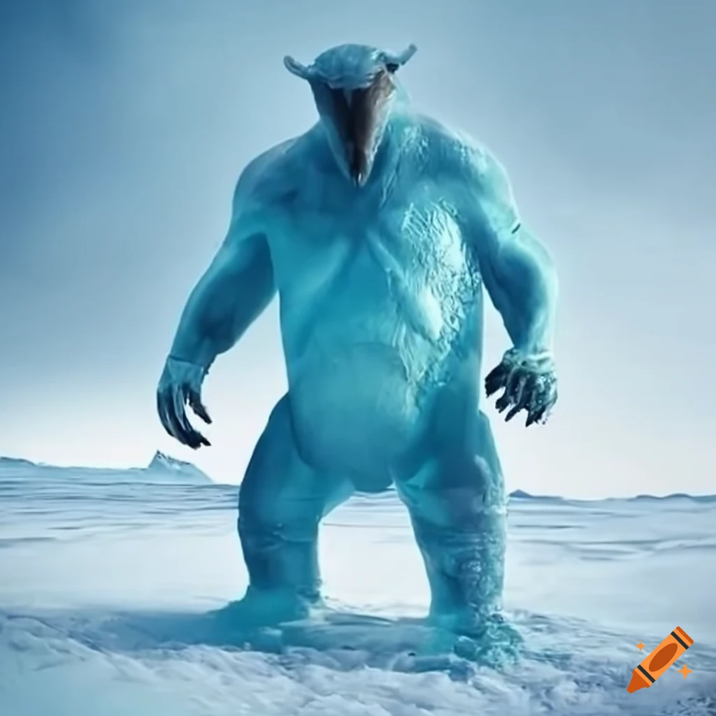 ice giant in human form sculpture