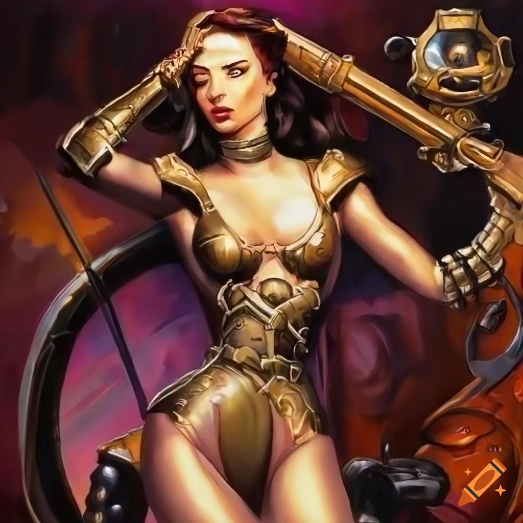 illustration of Lady Mechanika in a retrofuturistic city