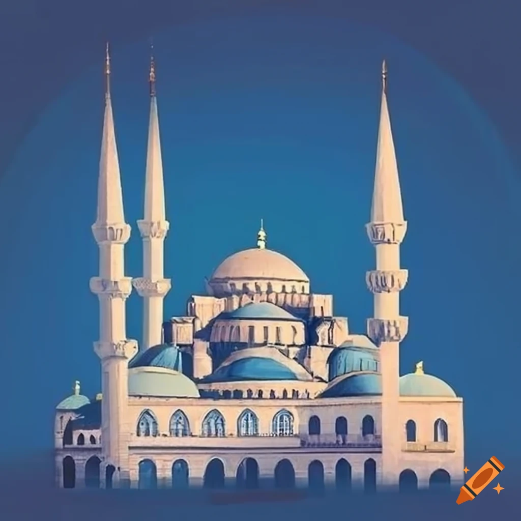 blue mosque of turkey drawing