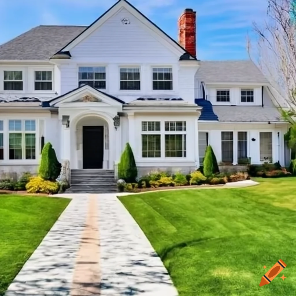 beautiful white houses in a classy neighborhood
