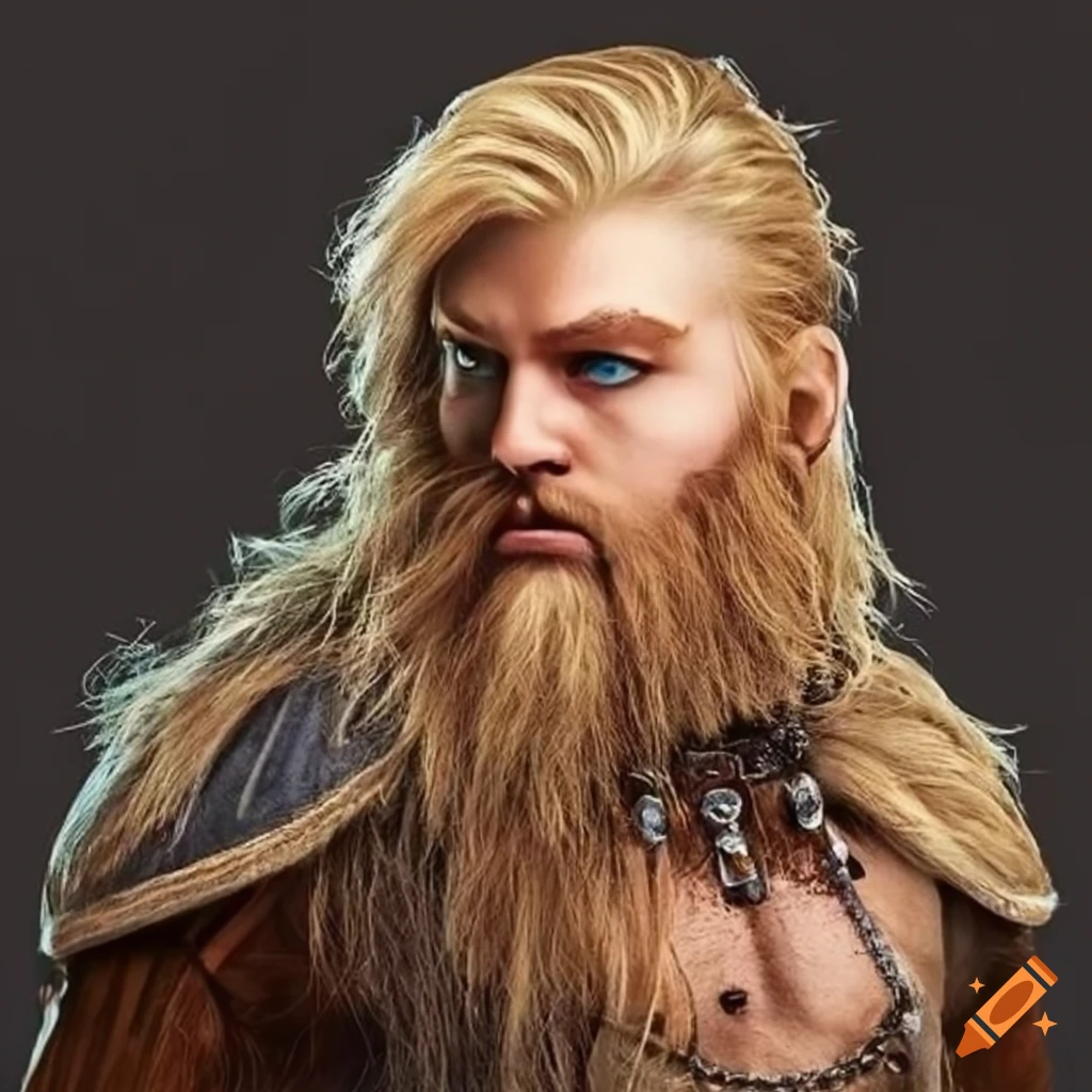 young viking with blond hair and beard