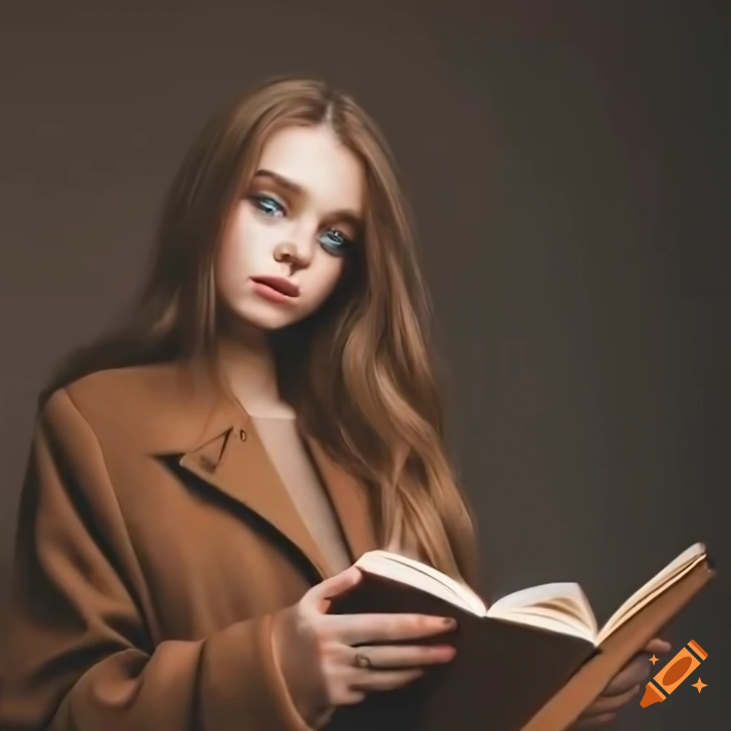 girl with long light brown hair reading a book