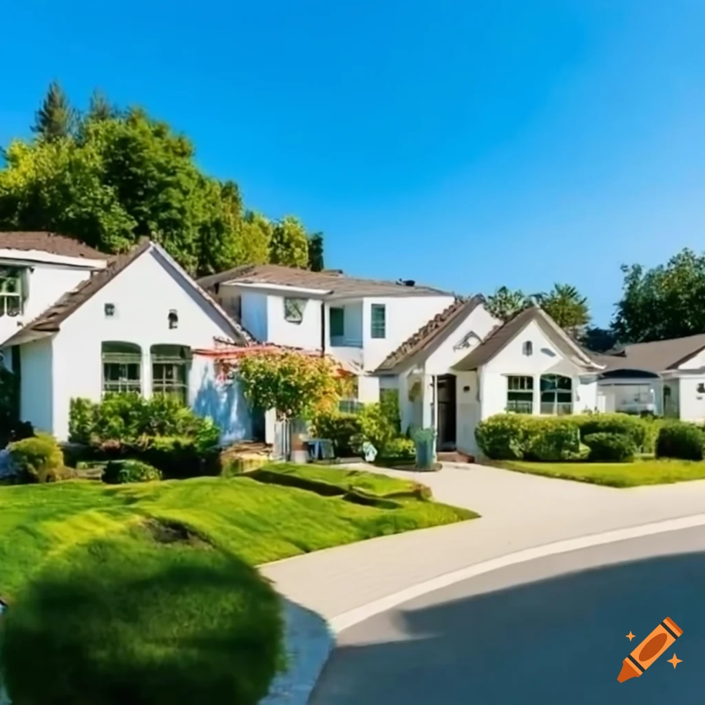 beautiful white houses in a clean neighborhood