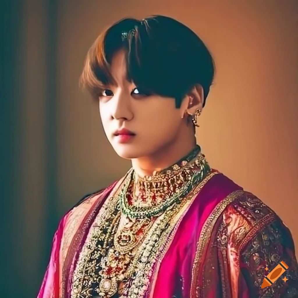 Jungkook wearing traditional Indian attire