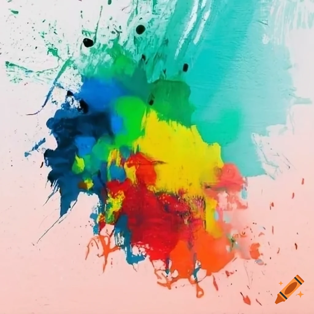 colorful wall art with splattered paint