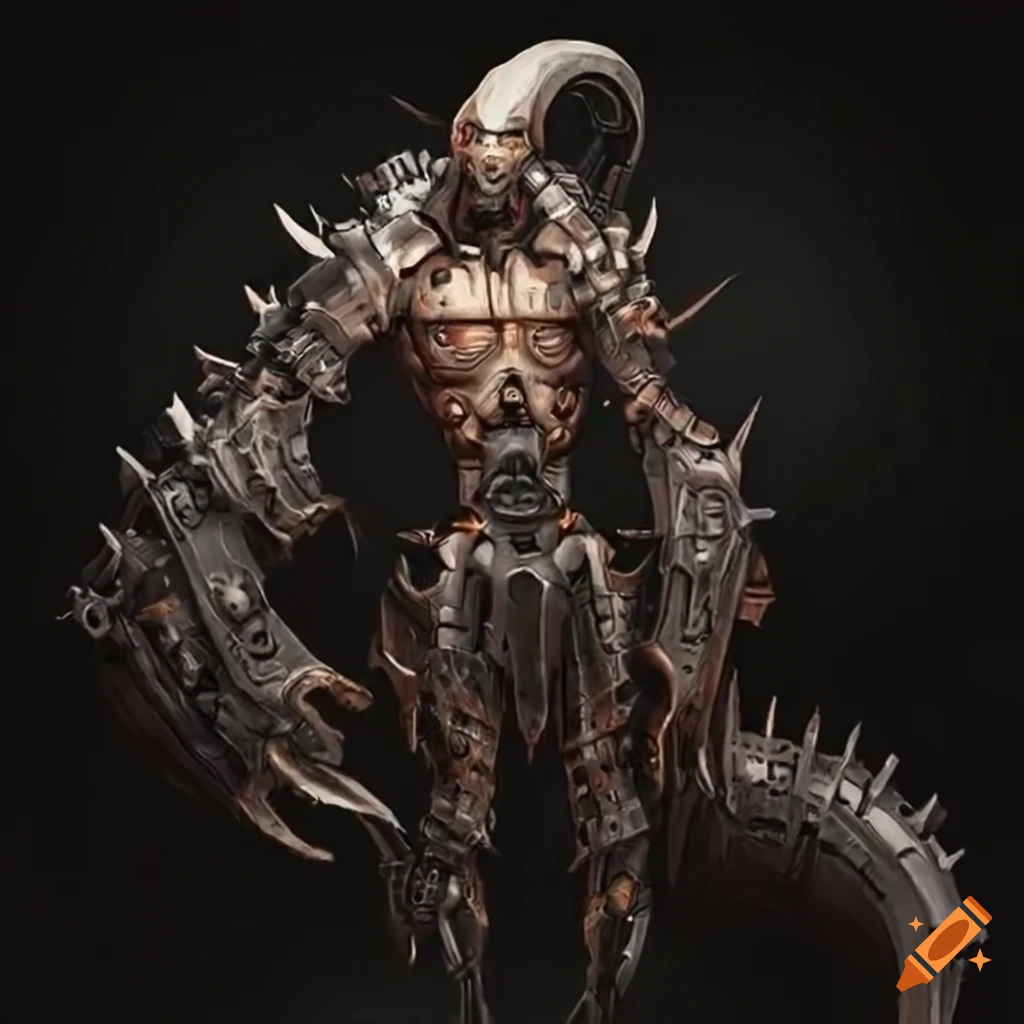 tribal cyborg warrior in a futuristic dystopian setting