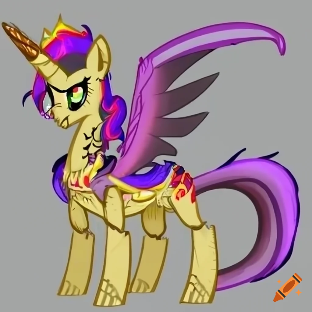 image of a fusion of a pony and a draconequus