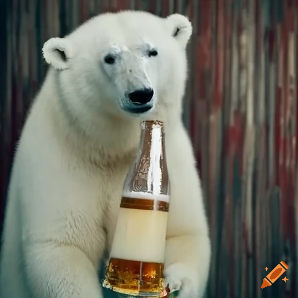 polar bear holding a beer